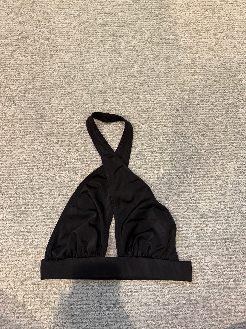 Norma Kamali Black Cross-Back Bathing suit Top. Size Medium.